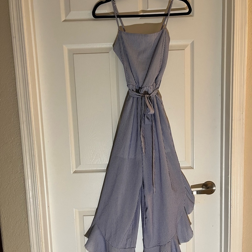 Purple Snow brand ,  Size Medium Color Gray and White Stripe… Jumpsuit